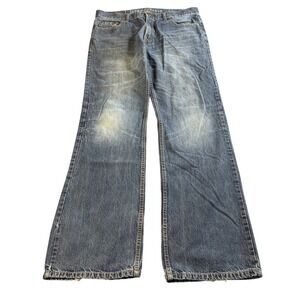 Aeropostale Benton Original Bootcut Jeans Mens 34x33 Medium Wash Distressed Blue